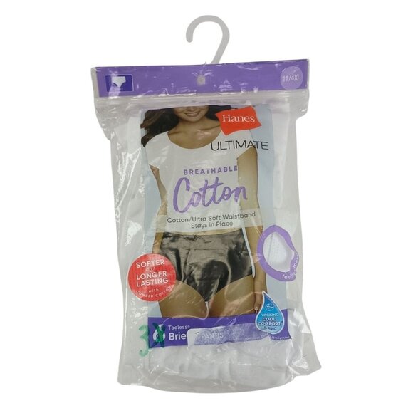 Hanes Other - Women's Briefs Underwear Panties Hanes White 3-Pair 100% Cotton Sz.11/4XL